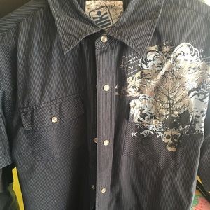 NK Machine snap button shirt mens large